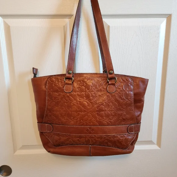 Patricia Nash Folklore Artisan Lapila Tote, Large Brown Tooled Leather bag. - Picture 2 of 11